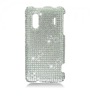Hard Plastic Bling Rhinestone Design Case for HTC Evo Design 4G/Kingdom - Silver