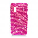 Hard Plastic Bling Rhinestone Design Case for HTC Evo Design 4G/Kingdom - Hot Pink Zebra