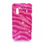 Hard Plastic Bling Rhinestone Design Case for HTC Evo Design 4G/Kingdom - Hot Pink Zebra