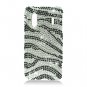 Hard Plastic Bling Rhinestone Design Case for HTC Evo Design 4G/Kingdom - Silver and Black Zebra