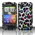 Hard Plastic Rubber Feel Design Case for HTC Incredible 2 6350 - Rainbow Leopard