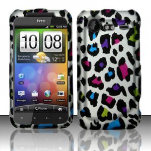 Hard Plastic Rubber Feel Design Case for HTC Incredible 2 6350 - Rainbow Leopard