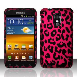 Hard Plastic Rubber Feel Design Case for Samsung Galaxy S II Epic 4G Touch - Hot Pink Leopard