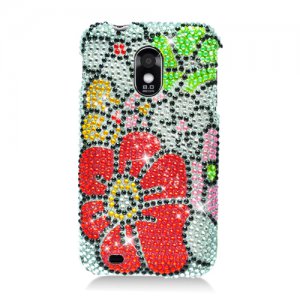 Hard Plastic Bling Rhinestone Design Case for Samsung Galaxy S II Epic 4G Touch - Fall Flowers