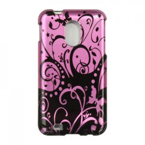 Hard Plastic Design Case for Samsung Galaxy S II Epic 4G Touch - Black and Purple Swirls