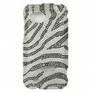 Hard Plastic Bling Rhinestone Design Case for HTC Rezound 6425 - Silver and Black Zebra