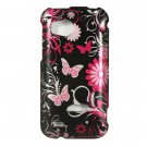 Hard Plastic Design Cover Case for HTC Rezound 6425 - Pink Butterfly