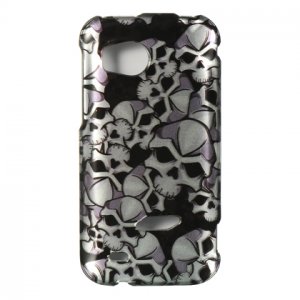 Hard Plastic Design Cover Case for HTC Rezound 6425 - Black Skulls