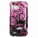 Hard Plastic Design Cover Case for HTC Rezound 6425 - Black and Purple Swirls