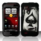 Hard Plastic Rubber Feel Design Case for HTC Rezound 6425 - Ace of Spade Skull