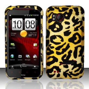 Hard Plastic Rubber Feel Design Case for HTC Rezound 6425 - Golden Cheetah