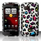 Hard Plastic Rubber Feel Design Case for HTC Rezound 6425 - Rainbow Leopard