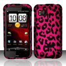 Hard Plastic Rubber Feel Design Case for HTC Rezound 6425 - Hot Pink Leopard