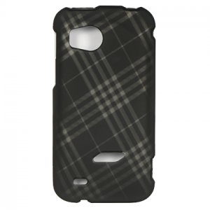 Hard Plastic Rubber Feel Design Case for HTC Rezound 6425 - Smoke Diagonal Check