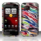 Hard Plastic Rubber Feel Design Case for HTC Rezound 6425 - Rainbow Zebra