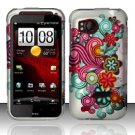 Hard Plastic Rubber Feel Design Case for HTC Rezound 6425 - Purple and Blue Flowers