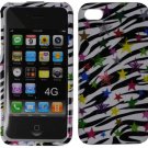 Hard Plastic Design Case for Apple iPhone 4/4S - Colorful Zebra Stars
