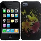 Hard Plastic Rubber Feel Design Case for Apple iPhone 4/4S - Heavenly Flowers