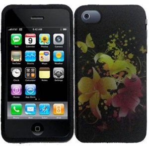Hard Plastic Rubber Feel Design Case for Apple iPhone 4/4S - Heavenly Flowers