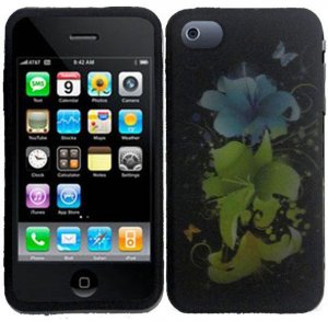 Hard Plastic Rubber Feel Design Case for Apple iPhone 4/4S - Magical Flowers