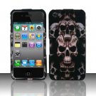 Hard Plastic Rubber Feel Design Case for Apple iPhone 4/4S - Ancient Skulls