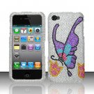 Hard Plastic Bling Rhinestone Design Case for Apple iPhone 4/4S - Colorful Butterfly