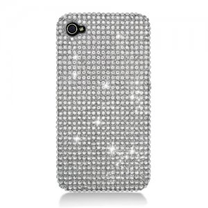 Hard Plastic Bling Rhinestone Design Case for Apple iPhone 4/4S - Silver