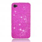 Hard Plastic Bling Rhinestone Design Case for Apple iPhone 4/4S - Hot Pink