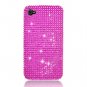 Hard Plastic Bling Rhinestone Design Case for Apple iPhone 4/4S - Hot Pink
