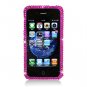 Hard Plastic Bling Rhinestone Design Case for Apple iPhone 4/4S - Hot Pink