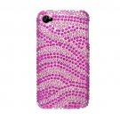 Hard Plastic Bling Rhinestone Design Case for Apple iPhone 4/4S - Hot Pink Zebra