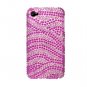 Hard Plastic Bling Rhinestone Design Case for Apple iPhone 4/4S - Hot Pink Zebra
