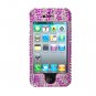 Hard Plastic Bling Rhinestone Design Case for Apple iPhone 4/4S - Hot Pink Zebra