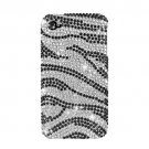 Hard Plastic Bling Rhinestone Design Case for Apple iPhone 4/4S - Silver and Black Zebra
