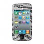 Hard Plastic Bling Rhinestone Design Case for Apple iPhone 4/4S - Silver and Black Zebra