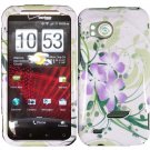 Hard Plastic Design Cover Case for HTC Rezound 6425 - Green and Purple Lily