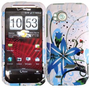 Hard Plastic Design Cover Case for HTC Rezound 6425 - Blue Flower Splash