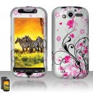 Hard Plastic Rubber Feel Design Case for HTC Mytouch HD 4G - Silver and Pink Flowers