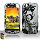 Hard Plastic Rubber Feel Design Case for HTC Mytouch HD 4G - Silver and Black Vines