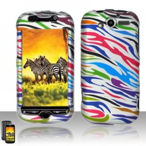 Hard Plastic Rubber Feel Design Case for HTC Mytouch HD 4G - Rainbow Zebra