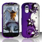 Hard Plastic Rubber Feel Design Case for HTC Amaze 4G/Ruby - Silver and Purple Vines