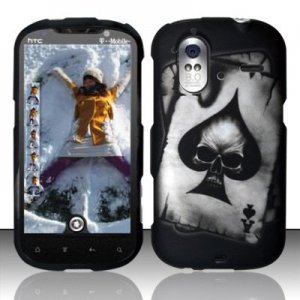 Hard Plastic Rubber Feel Design Case for HTC Amaze 4G/Ruby - Ace of Spade Skull