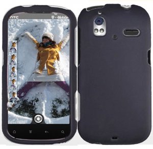 Hard Plastic Rubber Feel Cover Case for HTC Amaze 4G/Ruby - Black