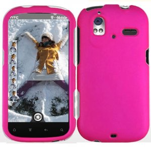 Hard Plastic Rubber Feel Cover Case for HTC Amaze 4G/Ruby - Hot Pink