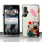 Hard Plastic Rubber Feel Design Case for Motorola Droid 3 - Crafty Flower and Butterfly