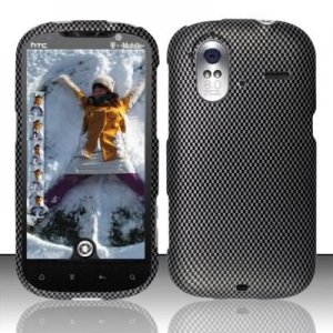 Hard Plastic Rubber Feel Design Case for HTC Amaze 4G/Ruby - Carbon Fiber