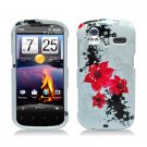 Hard Plastic Design Cover Case for HTC Amaze 4G/Ruby - White and Red Lily