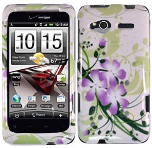 Hard Plastic Design Cover Case for HTC Radar 4G - Green and Purple Lily