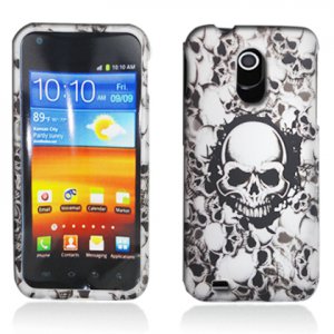 Hard Plastic Rubber Feel Design Case for Samsung Galaxy S II Epic 4G Touch - White Skulls