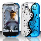 Hard Plastic Rubber Feel Design Case for HTC Amaze 4G/Ruby - Silver and Blue Vines